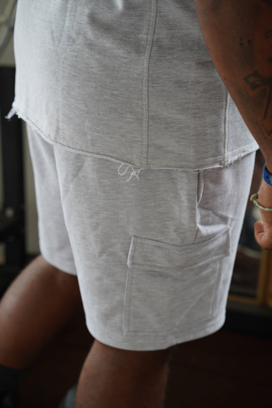 SHORT de sport homme 100% coton – Débardeur à capuche + short avec poches