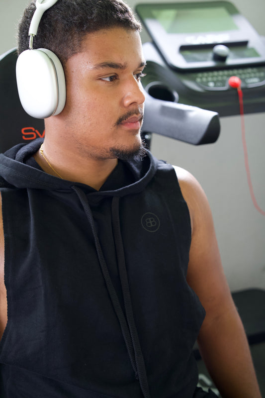 Ensemble de sport homme 100% coton – Débardeur à capuche + short avec poches