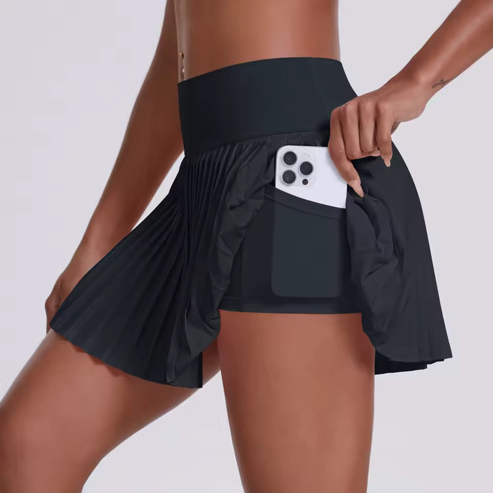 Jupe-short plissée performance NOIR