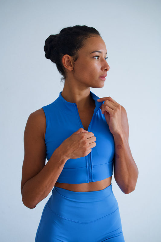 Brassière de sport zip "ROYAL" bleu