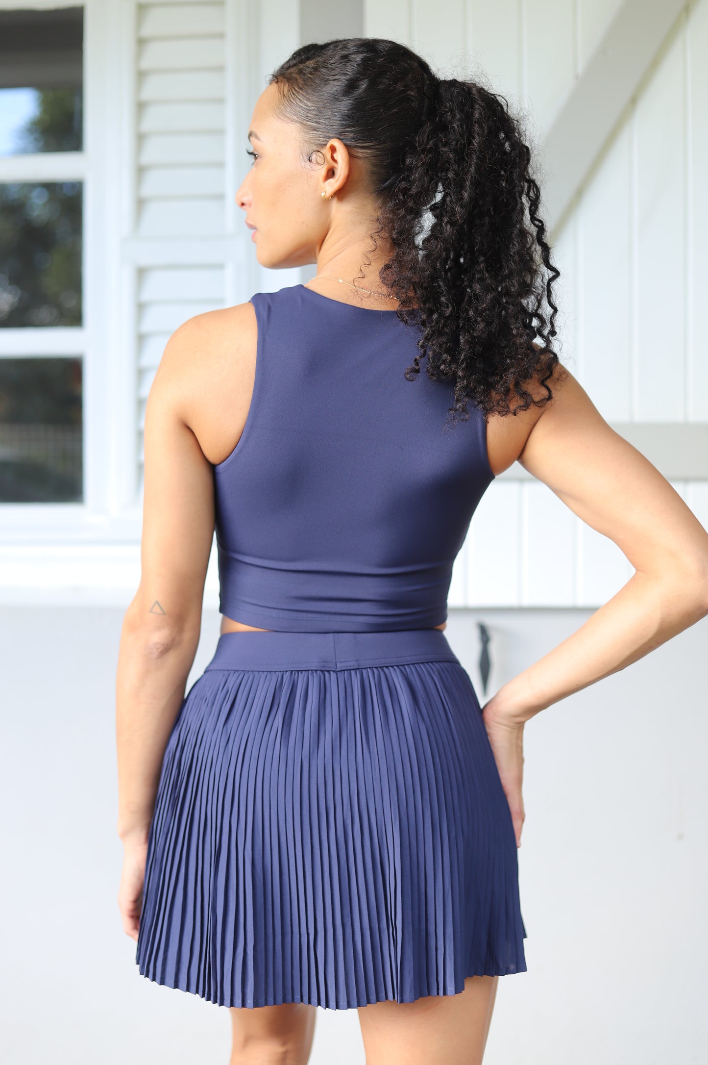 Ensemble jupe et brassière bleu foncé "TAHAA"