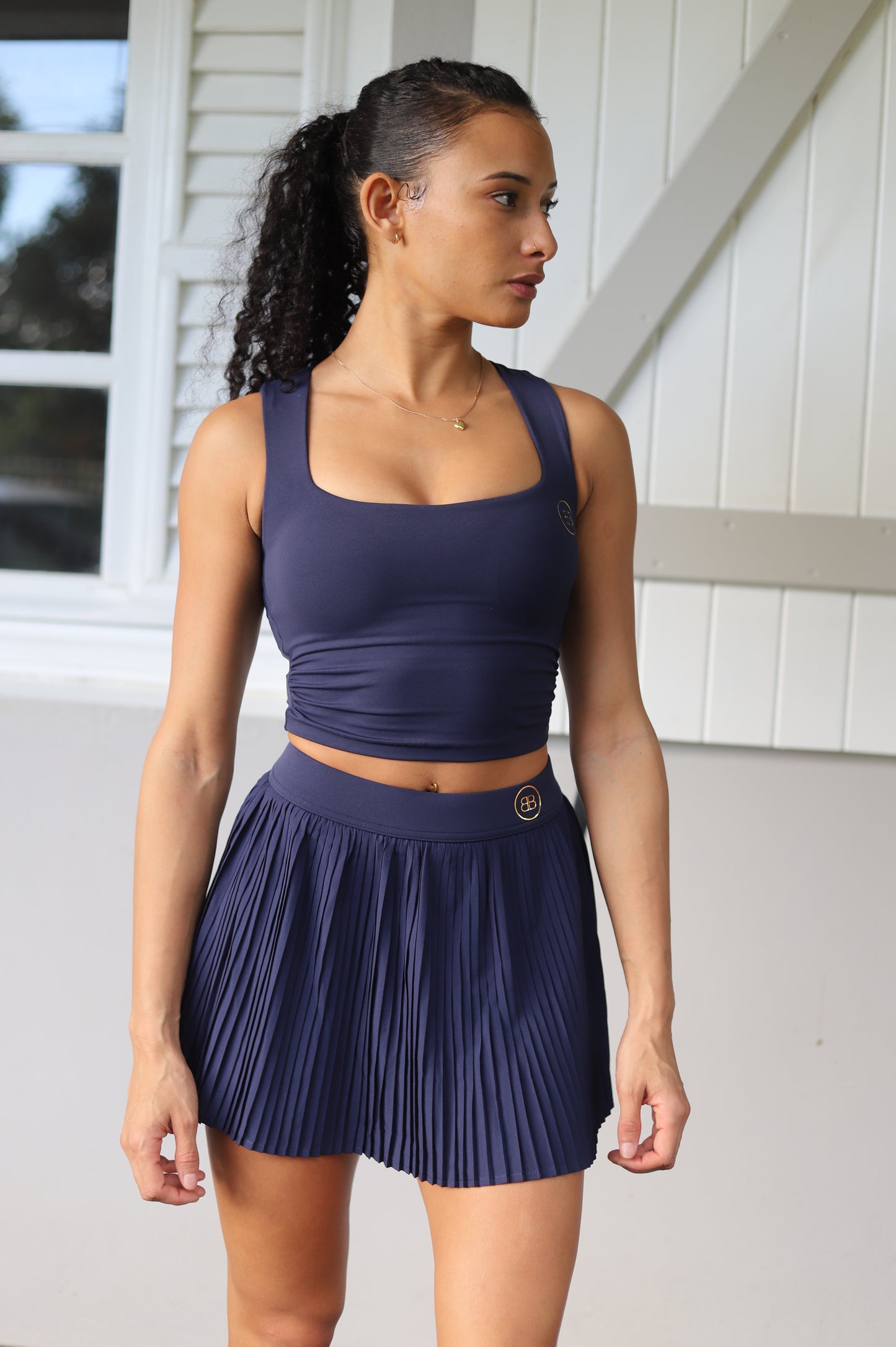 Ensemble jupe et brassière bleu foncé "TAHAA"